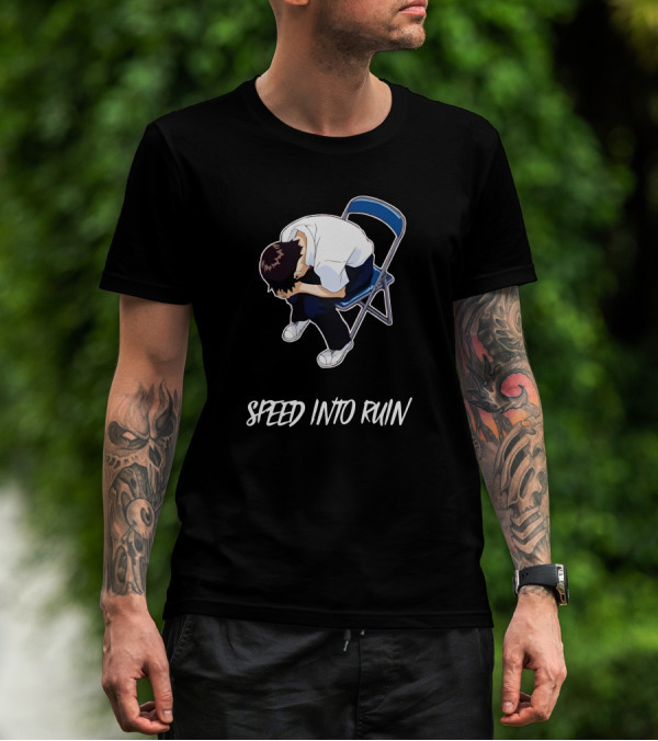 Speed Into Ruin Anime Guy On Folding Chair T-Shirt