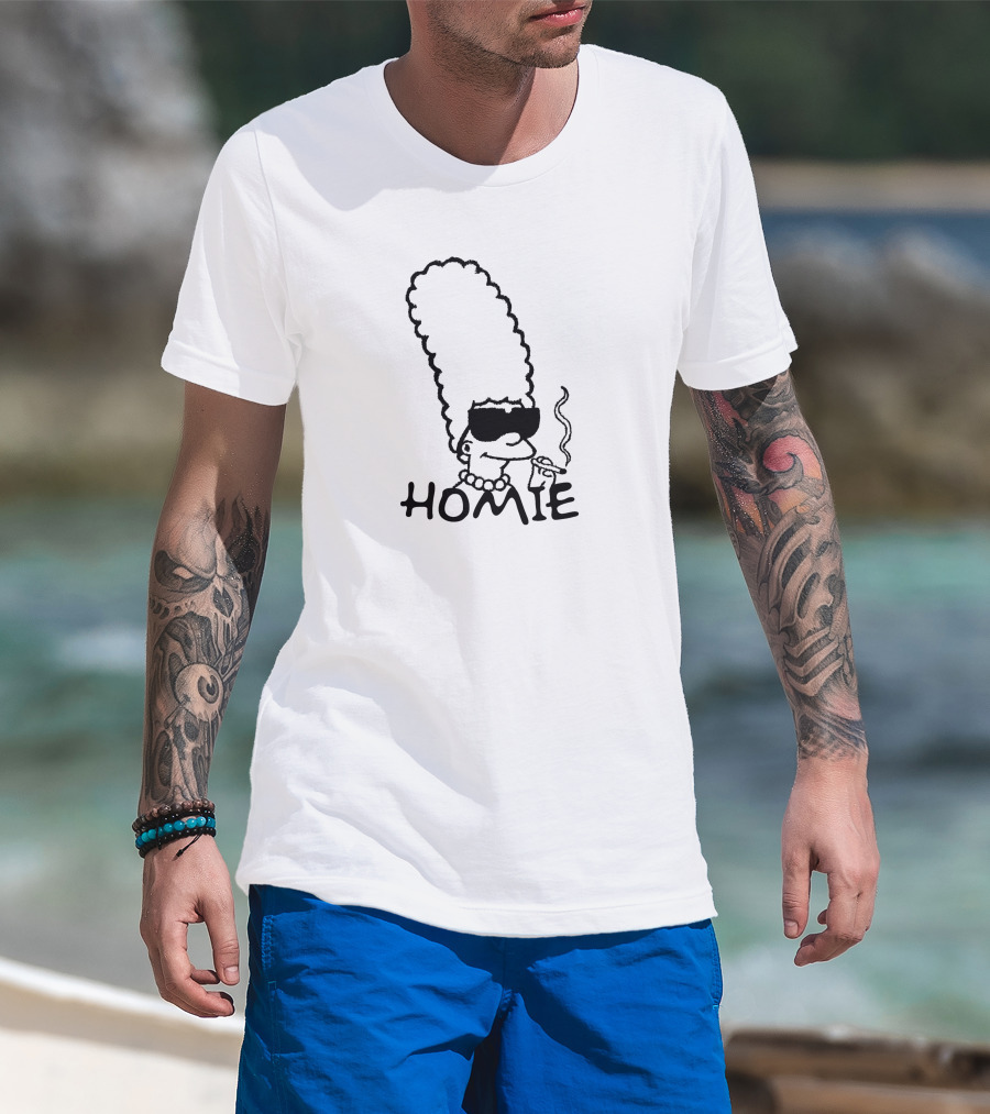 Marge Simpson Homie Smoking With Sunglasses T-Shirt