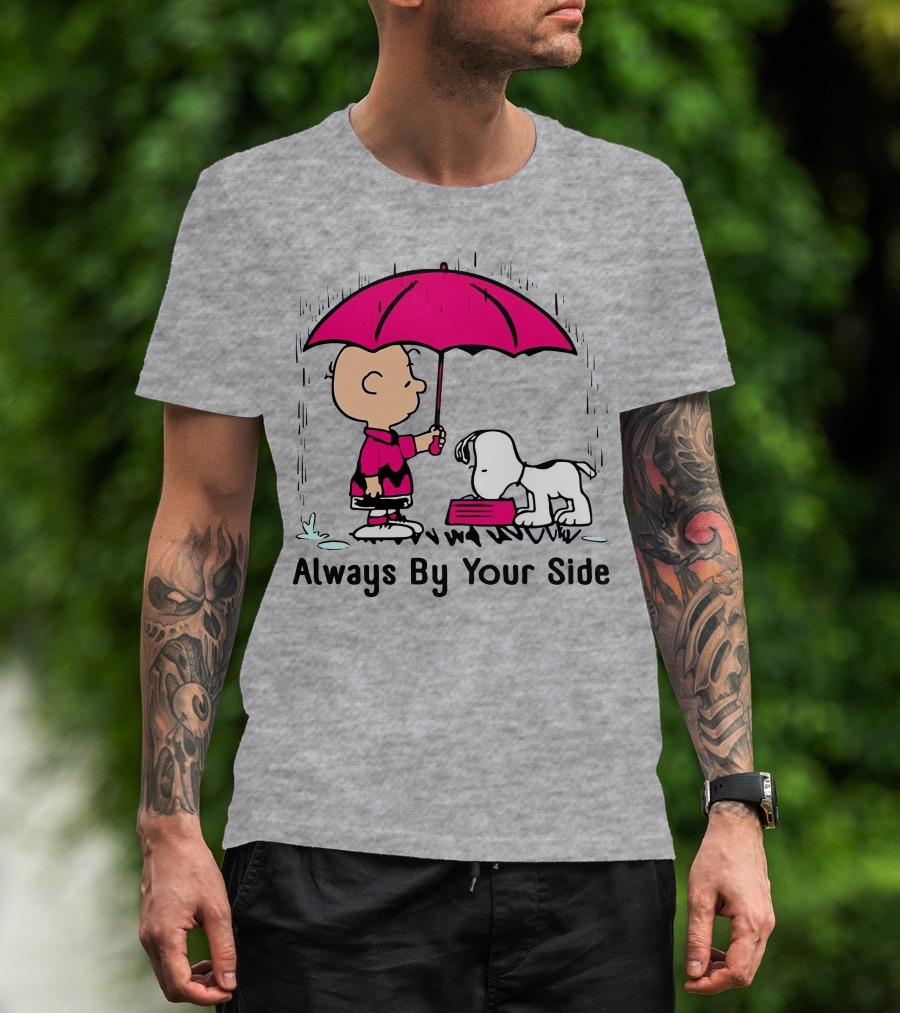 Always By Your Side Charlie Brown Snoopy Umbrella T-Shirt
