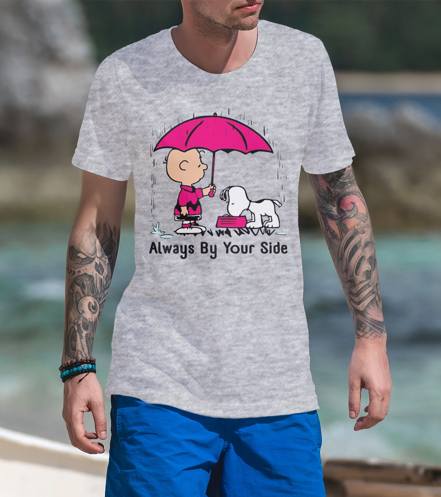 Always By Your Side Charlie Brown Snoopy Umbrella T-Shirt