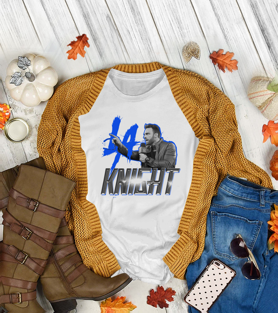 WWE LA Knight Promo with Microphone and Blue Splash T-Shirt