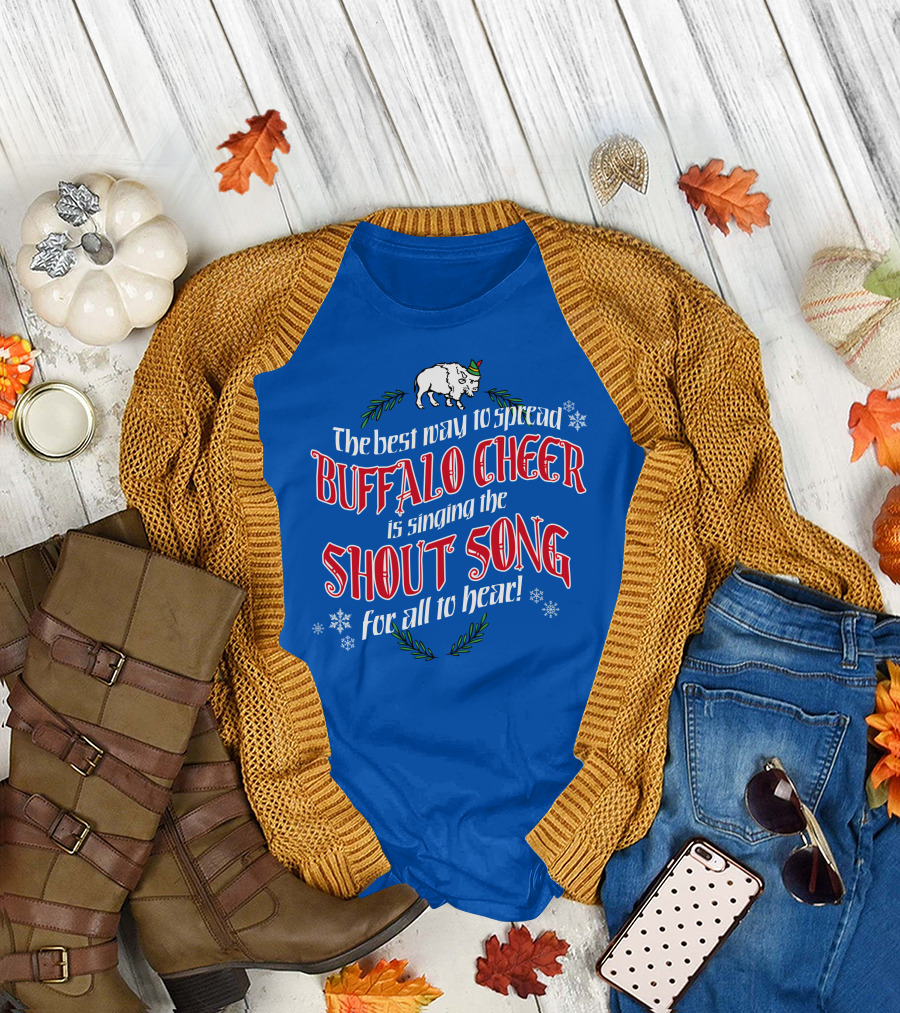 Buffalo Cheer with Shout Song Festive Buffalo Snowflakes T-Shirt