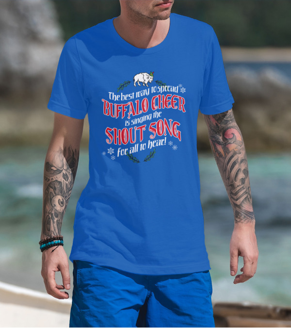 Buffalo Cheer With Shout Song Festive Buffalo Snowflakes T-Shirt