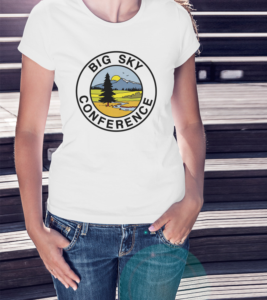 Big Sky Conference Nature Scene With Mountains And River Saxum T-Shirt