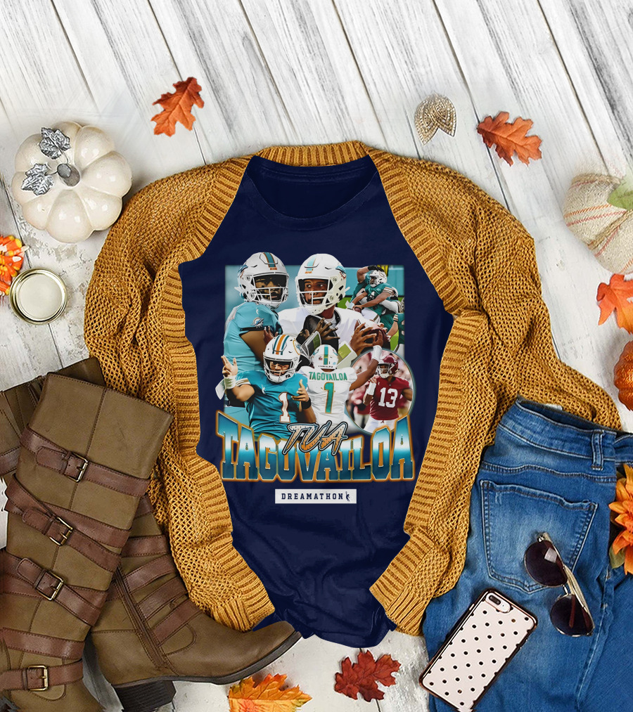Dreamathon Tua Tagovailoa Collage Football Action T-Shirt