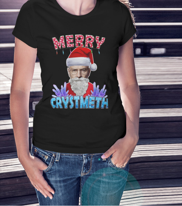 Merry Crystmeth Santa With Breaking Bad Inspired Elements T-Shirt