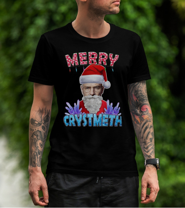 Merry Crystmeth Santa With Breaking Bad Inspired Elements T-Shirt