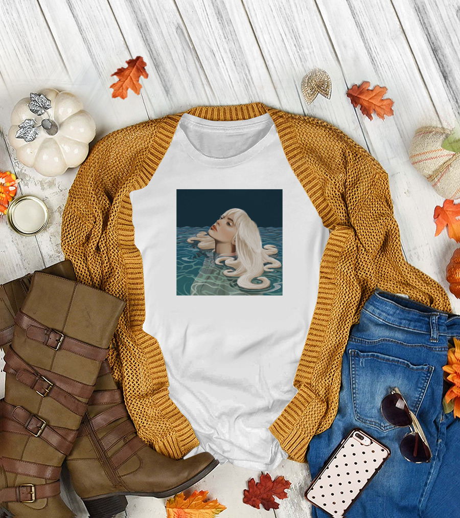 Resurface Feminine Profile Emerging from Water with Flowing Hair T-Shirt