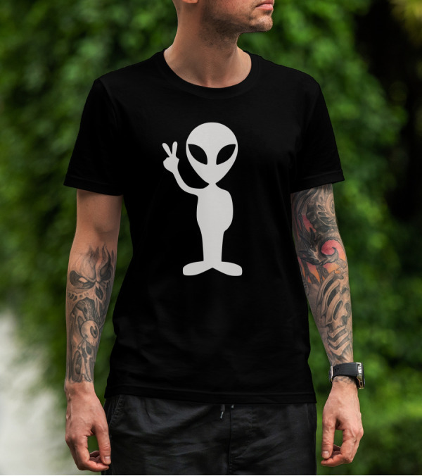 Alien Peace Hand Gesture T-Shirt