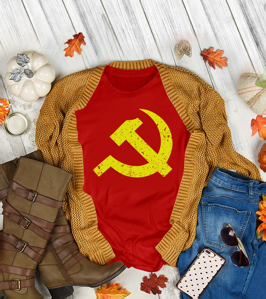 Aaron Spacethug Hammer and Sickle Communist Party Flag T-Shirt