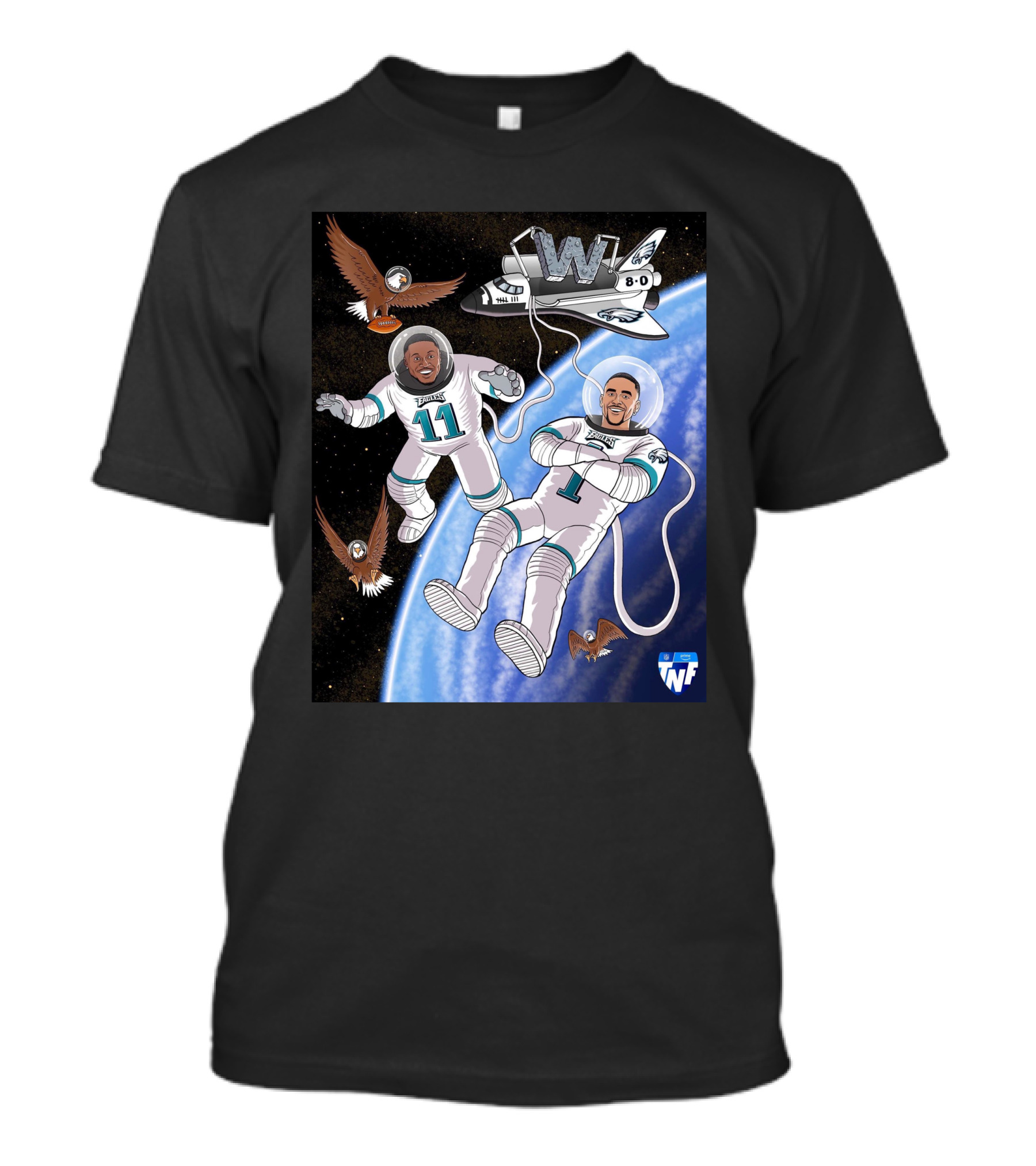 W 8-0 Astronauts With Eagles Flying High Baby TNF T-Shirt