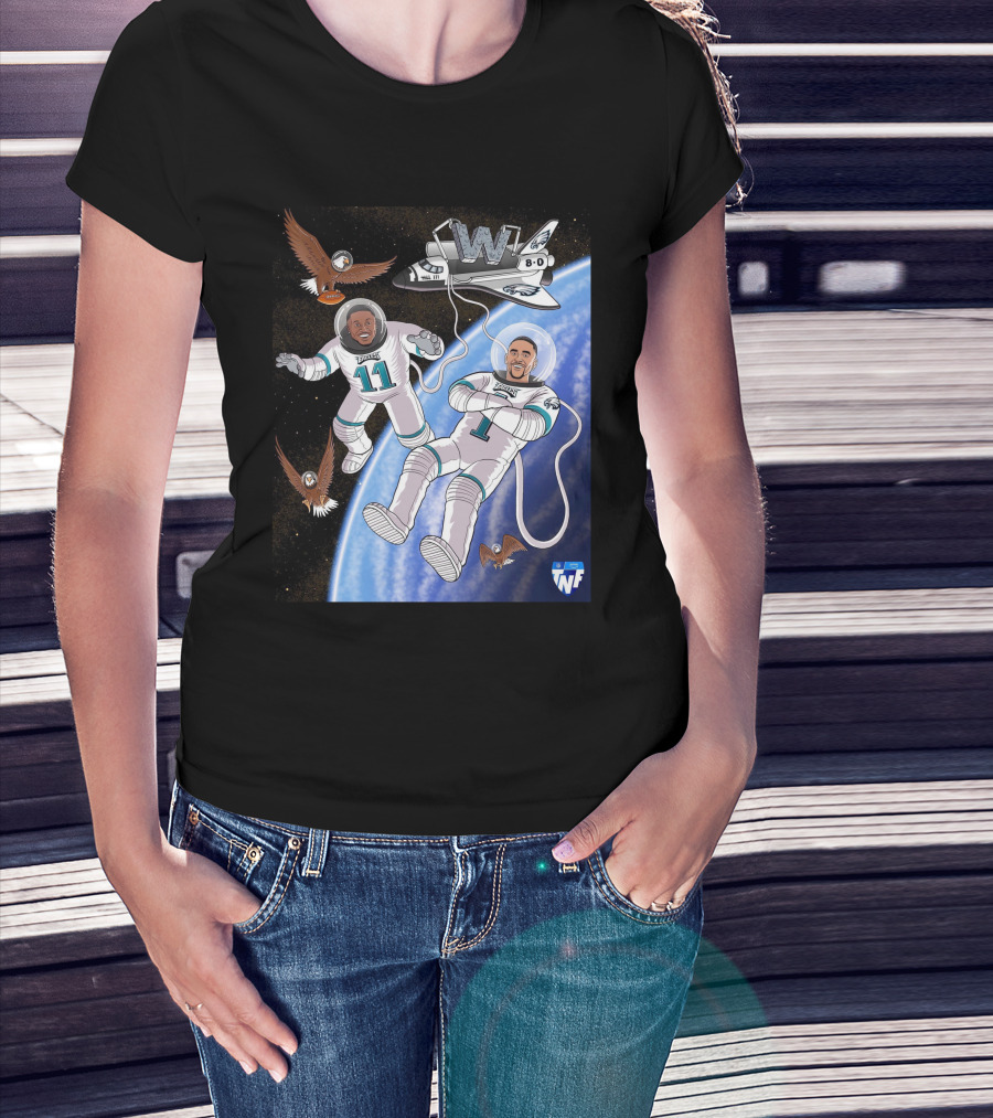 W 8-0 Astronauts With Eagles Flying High Baby TNF T-Shirt