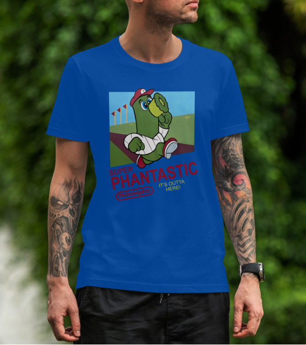 Southfellini Merch Super Phantastic Philadelphia It's Outta Here Baseball Character T-Shirt