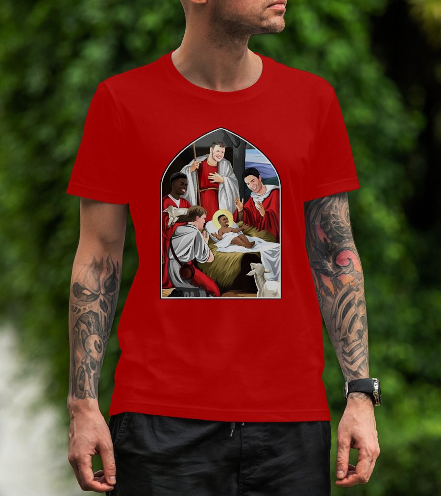 Victoriamscott Adults Jesus Saka Nativity Gunners Christmas Jumper T-Shirt