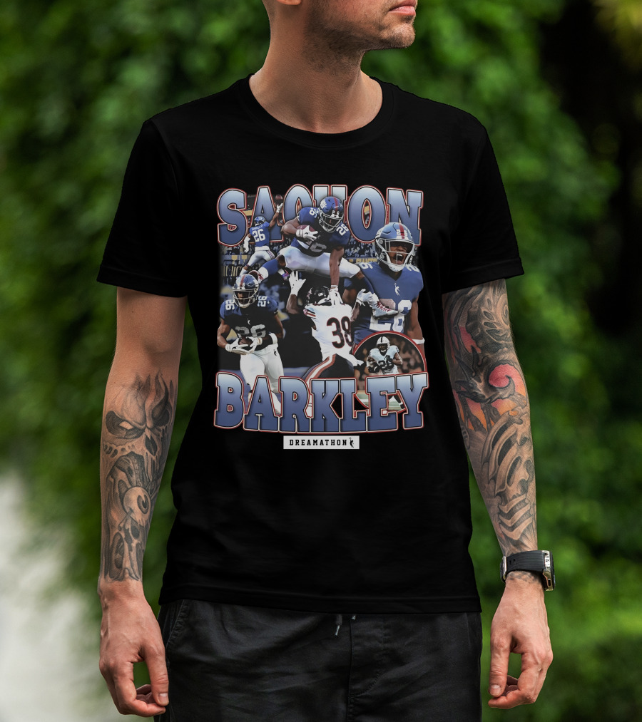 Sterling Shepard Wearing Saquon Barkley Dreamathon NFL Giants Football Collage T-Shirt