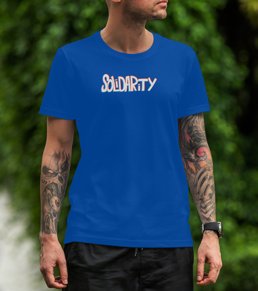 Solidaritycouk Solidarity Dyed Blue Text T-Shirt