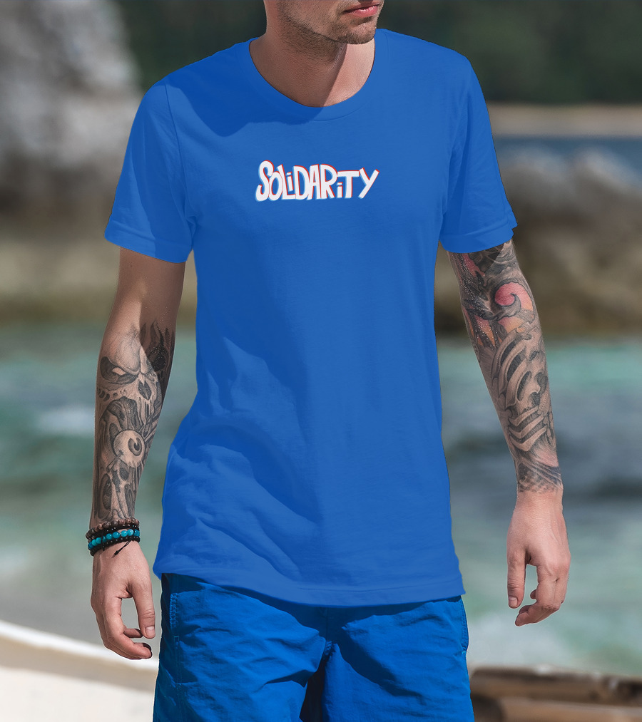 Solidaritycouk Solidarity Dyed Blue Text T-Shirt