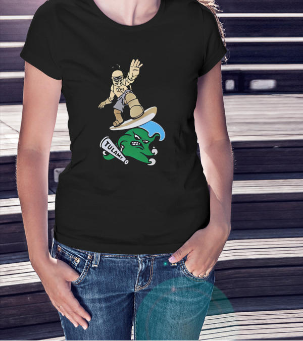 UCF Knight Surfing Tulane Green Wave Athletic Rivalry T-Shirt