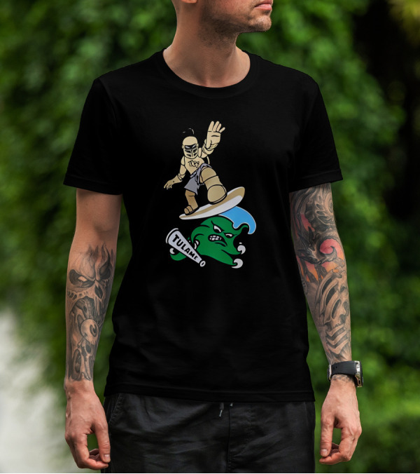 UCF Knight Surfing Tulane Green Wave Athletic Rivalry T-Shirt