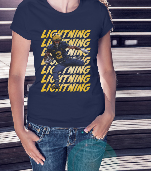 Lightning University Of Michigan Football Blake Corum Valiant Mden Merch T-Shirt