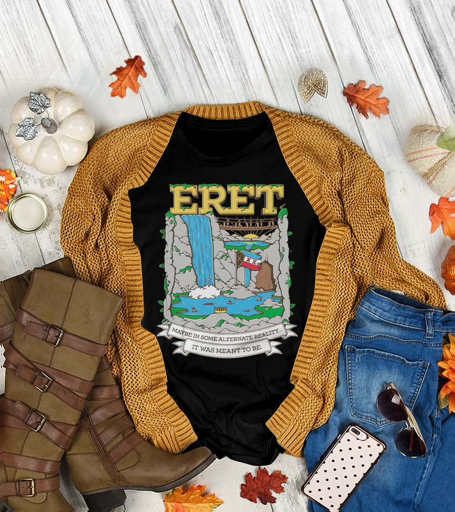 Eret Maybe In Some Alternate Reality It Was Meant To Be Scenic Waterfall and Bridge Fantasy Scene T-Shirt