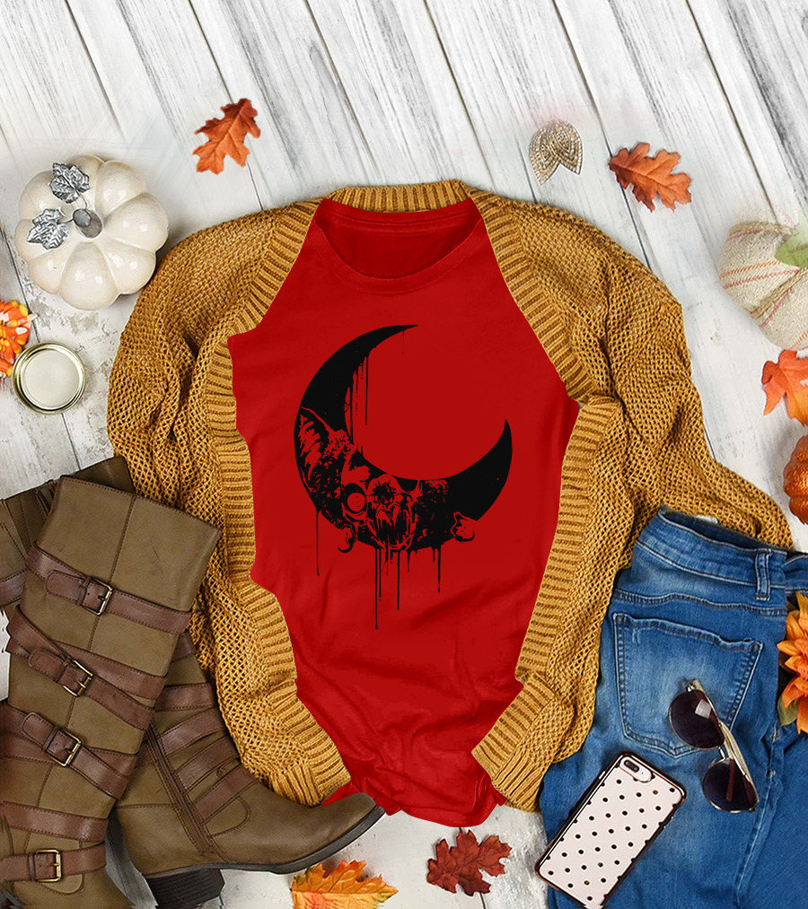 Mxmorggo Blood Moon Bat Dripping T-Shirt