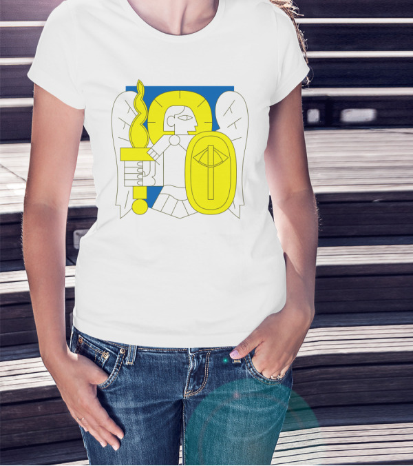 Saintjavelin Merch Kyiv Archangel Torch Shield Emblem T-Shirt