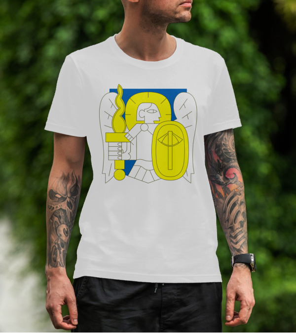 Saintjavelin Merch Kyiv Archangel Torch Shield Emblem T-Shirt