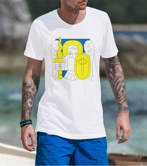 Saintjavelin Merch Kyiv Archangel Torch Shield Emblem T-Shirt