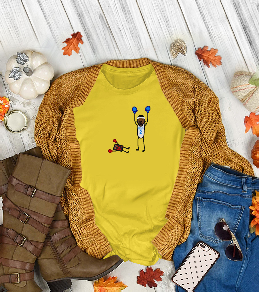 Nba Paint Sga Beat The Buzzer Stick Figures Boxing Yellow T-Shirt