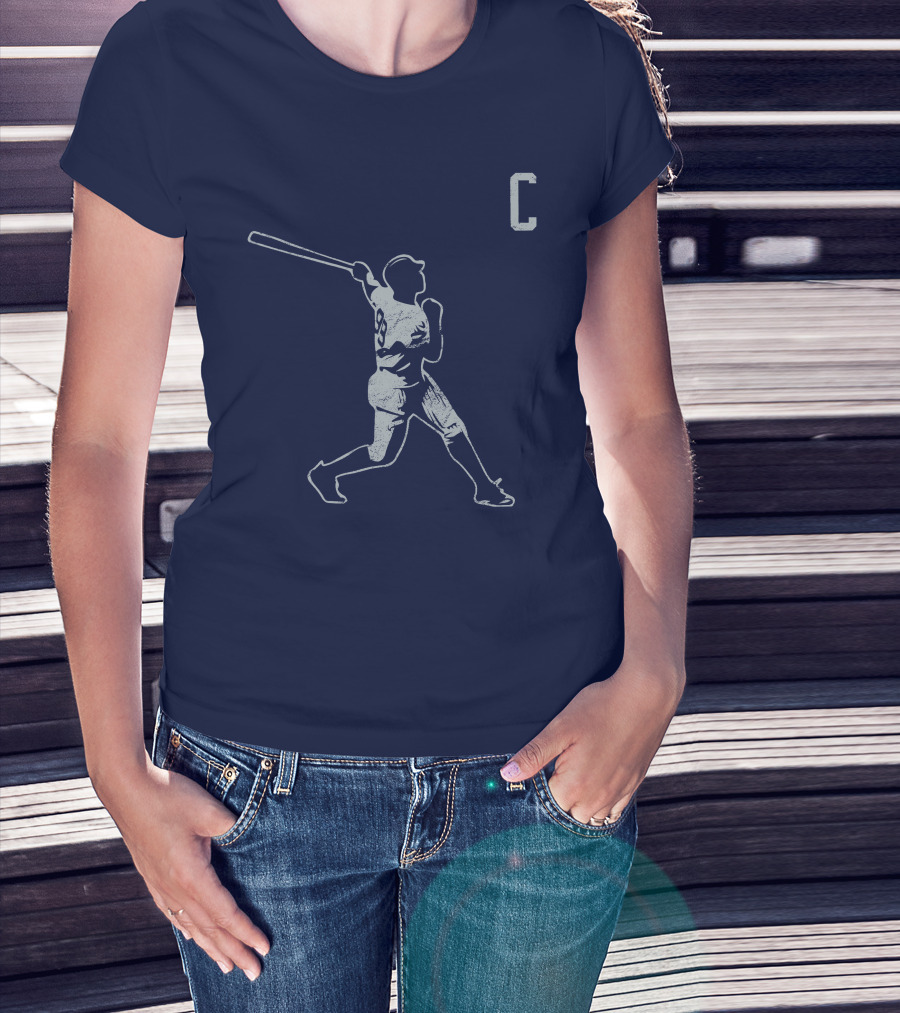 Jomboymedia Shop The C Baseball Silhouette Batter 8 Navy T-Shirt
