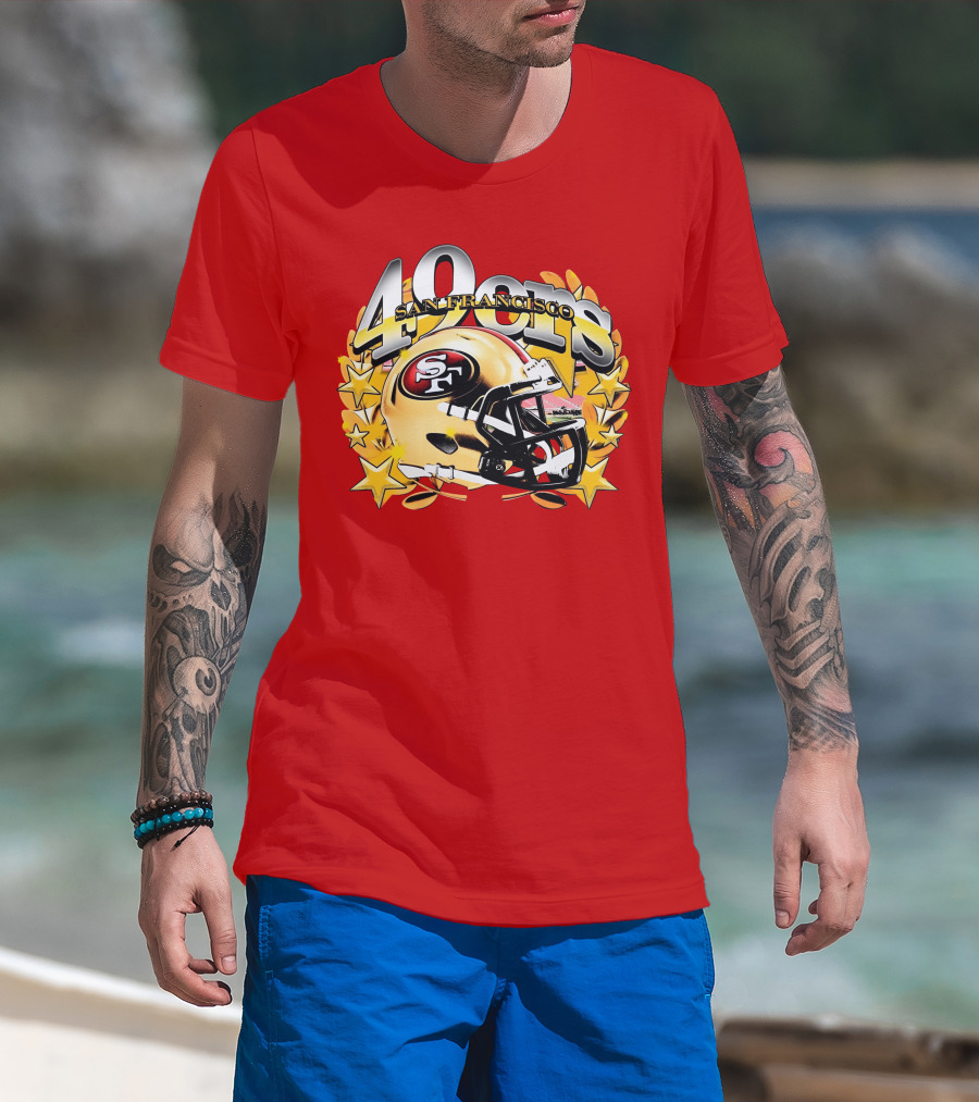 49Ers San Francisco Football Helmet Stars T-Shirt