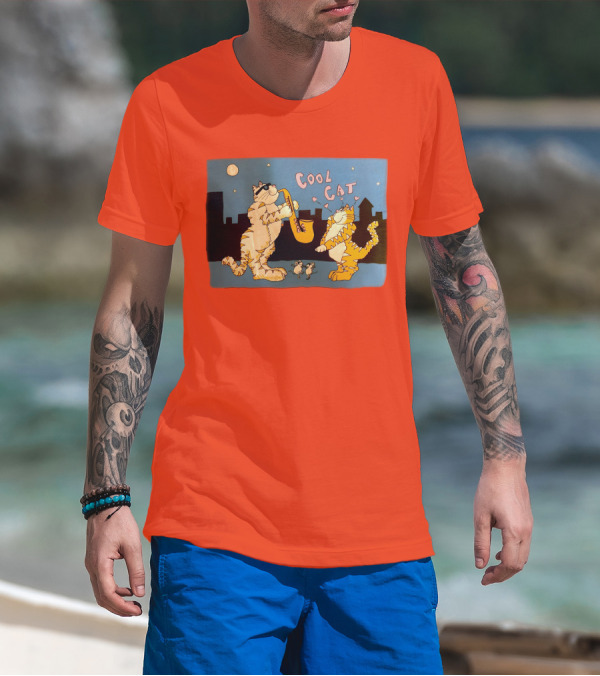 Harry Wearing Cool Cat Playing Saxophone In City Night Sky T-Shirt