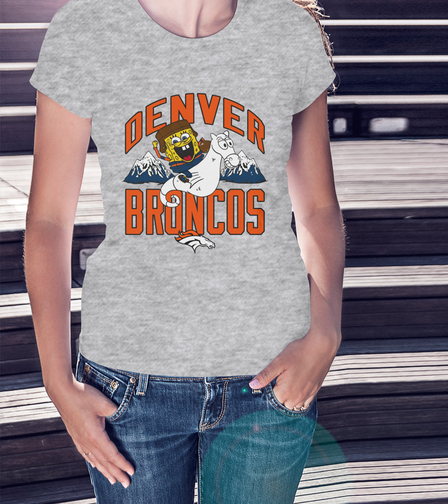 Denver Broncos Homage X Spongebob Men's Fanatics Gray Pro Shop T-Shirt