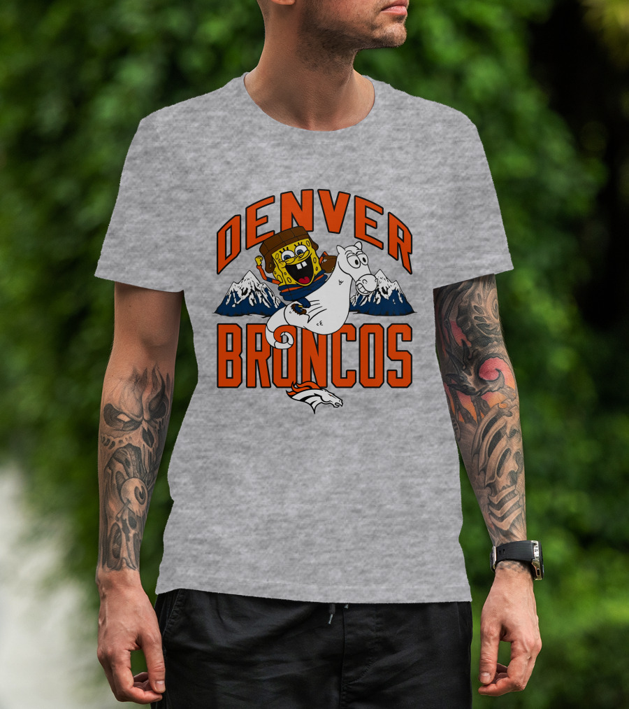 Denver Broncos Homage X Spongebob Men's Fanatics Gray Pro Shop T-Shirt