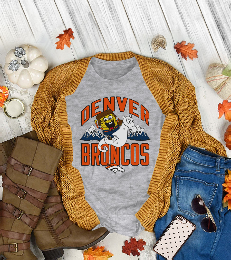 Denver Broncos Homage X Spongebob Men's Fanatics Gray Pro Shop T-Shirt