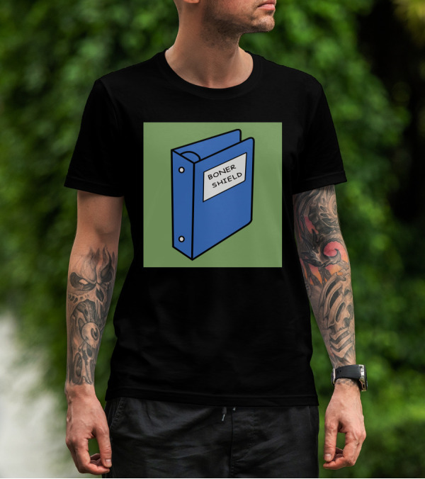 BONER SHIELD Blue Binder T-Shirt