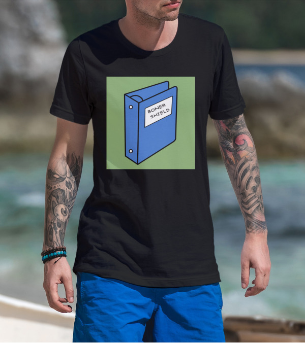 BONER SHIELD Blue Binder T-Shirt