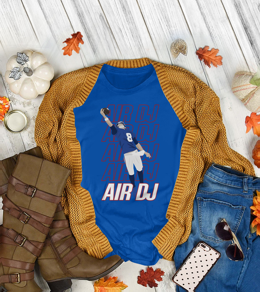 Justin Penik Jomboymedia Air DJ Football Player Number Eight Blue T-Shirt