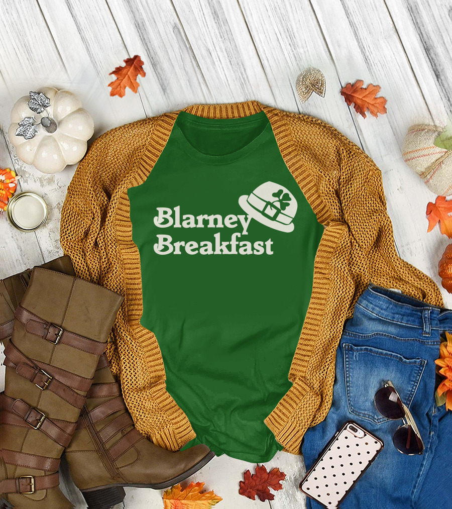 Blarney Breakfast Leprechaun Hat Shamrock Green T-Shirt