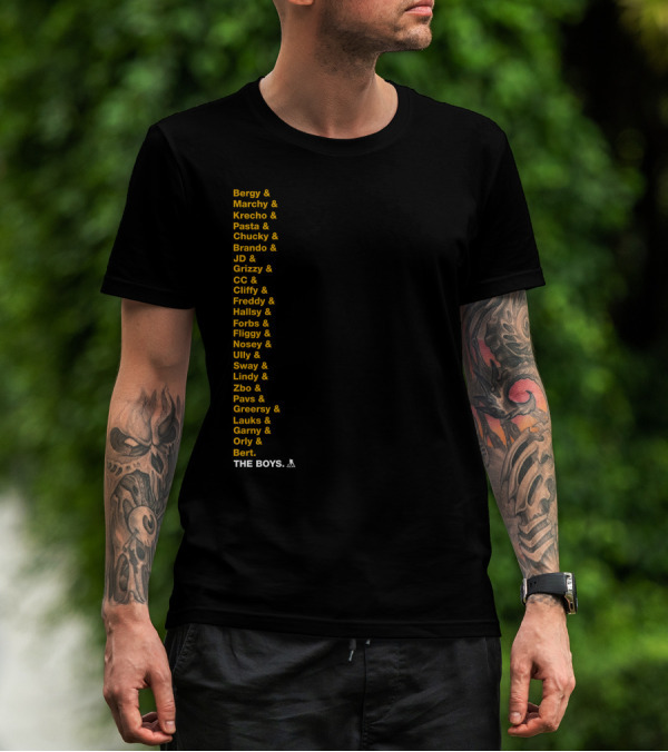 Boston Bruins Bergy Marchy Krecho Pasta The Boys Iconic Team Lineup List T-Shirt
