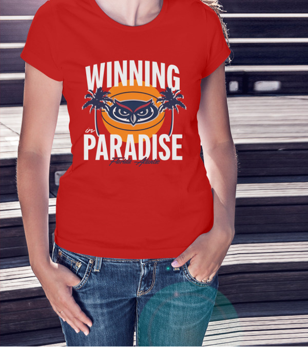 Winning In Paradise Florida Atlantic Owl Sunset Palms T-Shirt