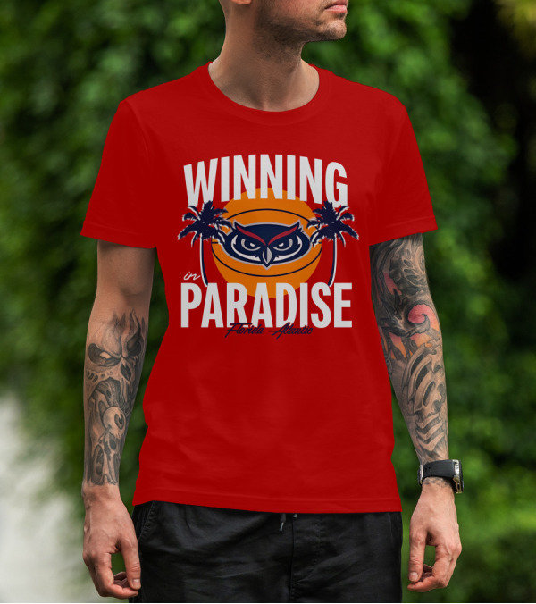 Winning In Paradise Florida Atlantic Owl Sunset Palms T-Shirt