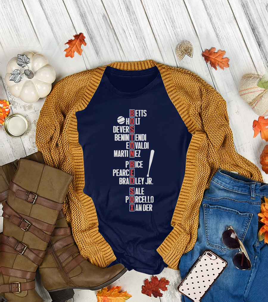 Boston Red Sox Betts Holt Devers Benintendi Eovaldi Martinez Price Pearce Bradley Jr. Sale Porcello Xander T-Shirt