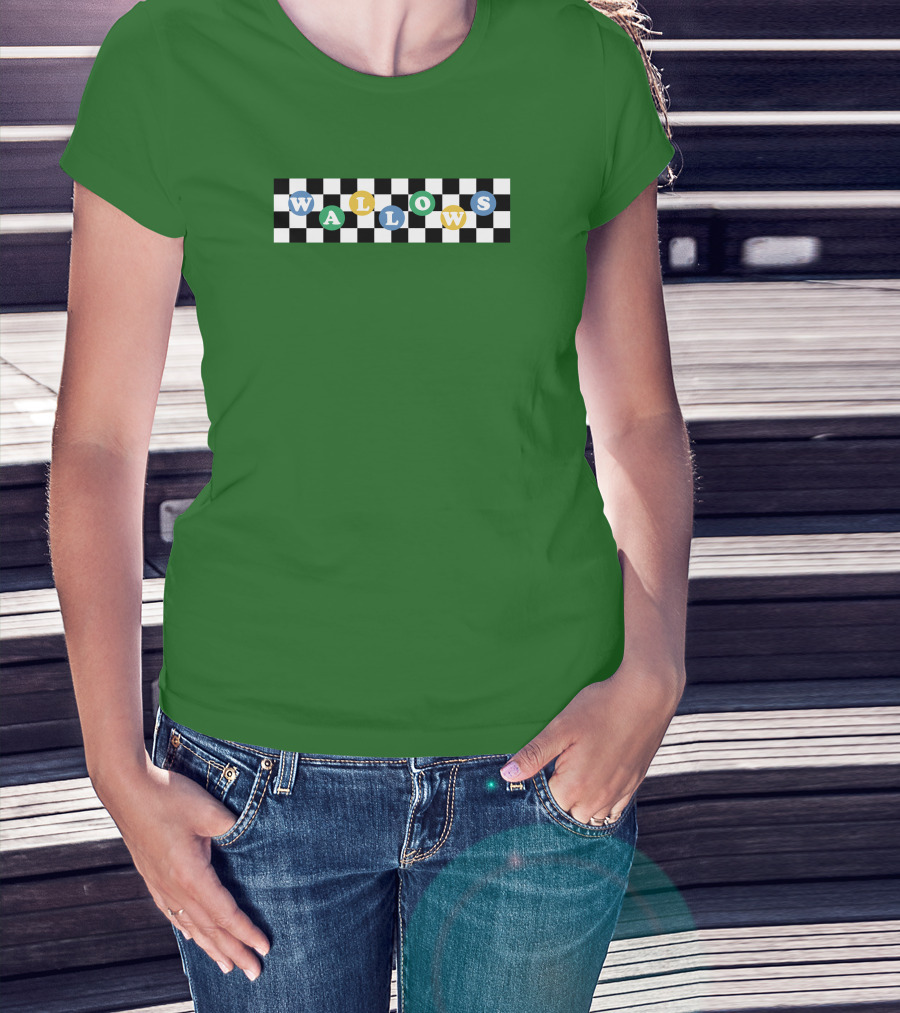 Wallows Checkered Pattern Green Background T-Shirt