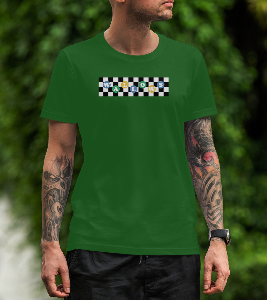 Wallows Checkered Pattern Green Background T-Shirt