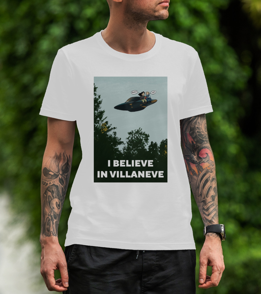 I Believe In Villaneve Trees UFO Scully Mulder Speech Bubbles T-Shirt