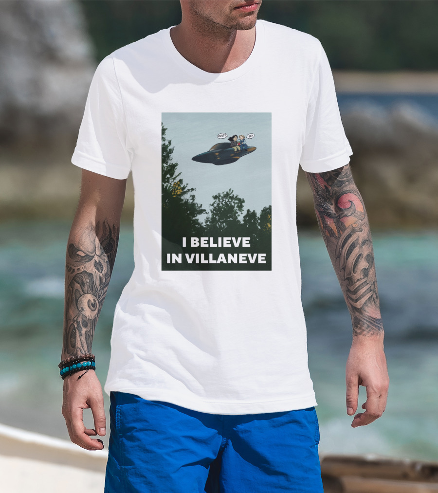 I Believe In Villaneve Trees UFO Scully Mulder Speech Bubbles T-Shirt