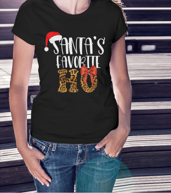 Santa's Favorite Ho Cheetah Print Christmas Holiday T-Shirt