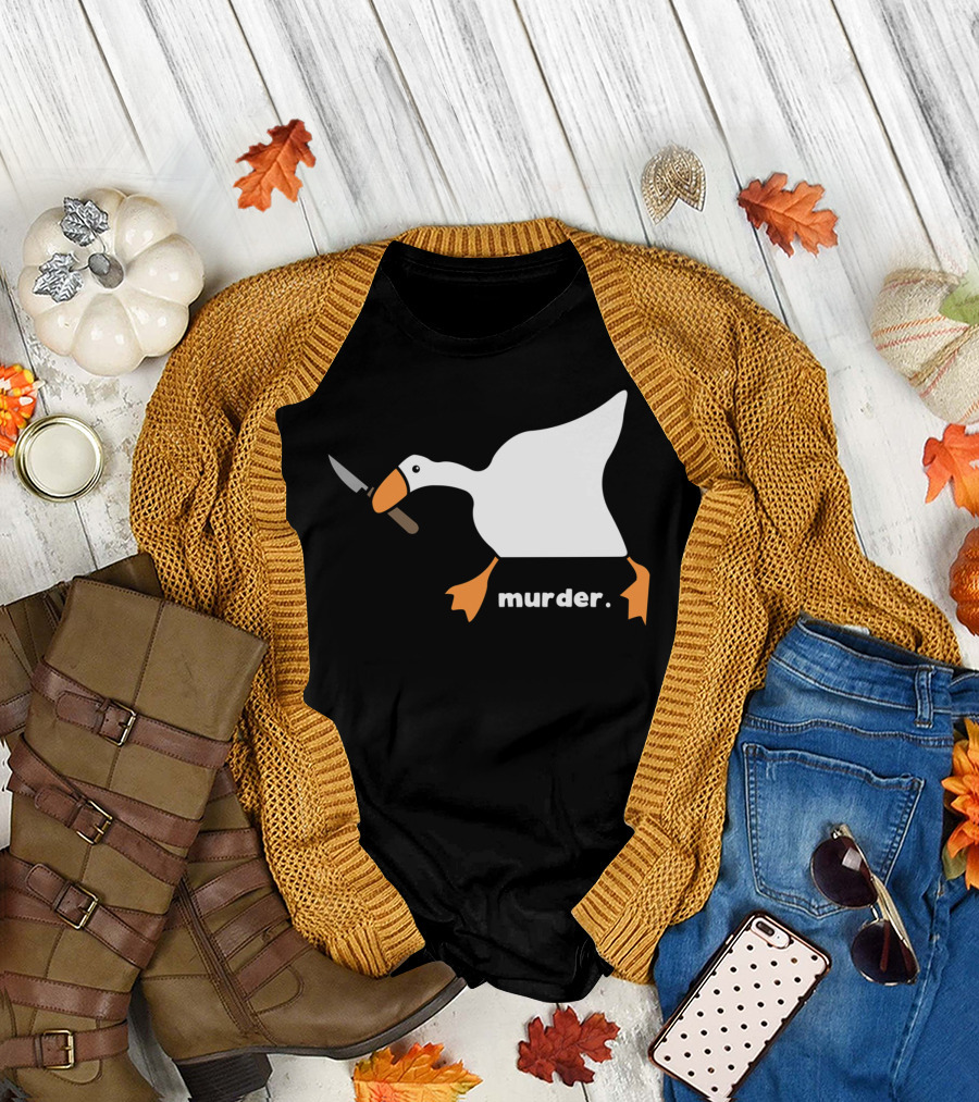 Murder Goose with Knife Funny T-Shirt